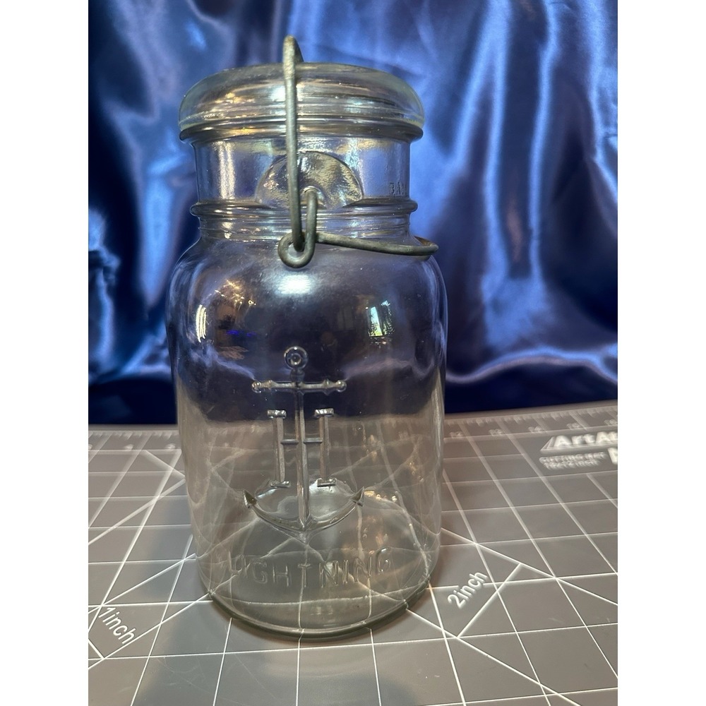ANCHOR H LIGHTNING 7" Quart Size Fruit Decorative Jar